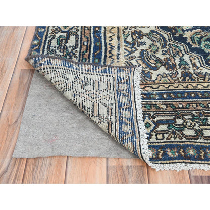 Overdyed & Vintage Worn Wool Hand Knotted Rug Brown Ivory 6.6X9.6 -O081194