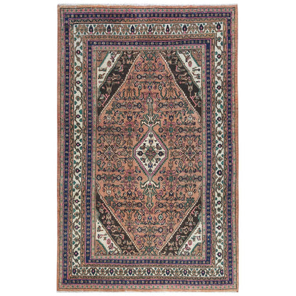 Overdyed & Vintage Worn Wool Hand Knotted Rug Orange 6.8x10.3 -O081195