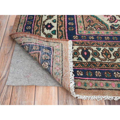 Overdyed & Vintage Worn Wool Hand Knotted Rug Orange 6.8x10.3 -O081195