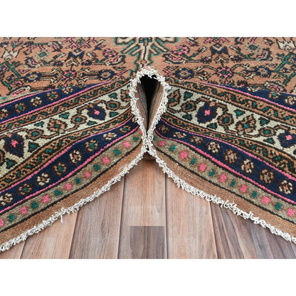 Overdyed & Vintage Worn Wool Hand Knotted Rug Orange 6.8x10.3 -O081195