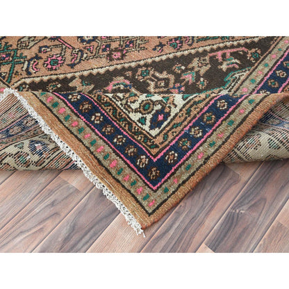 Overdyed & Vintage Worn Wool Hand Knotted Rug Orange 6.8x10.3 -O081195