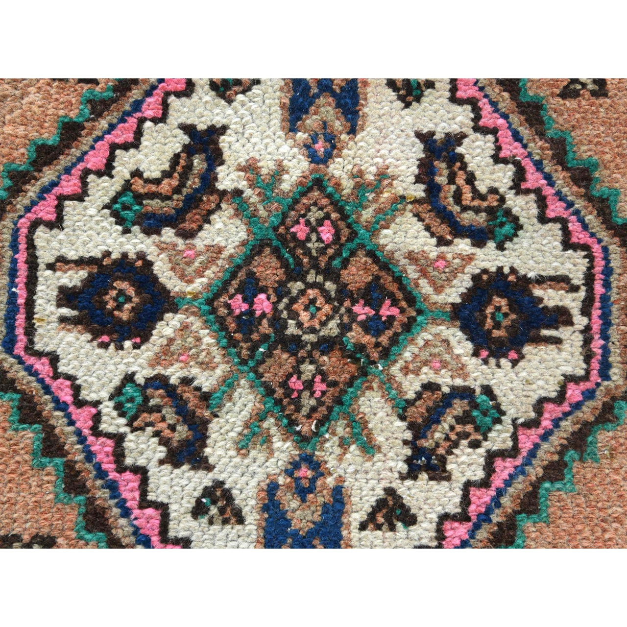 Orange 6'8" x 10'3" Overdyed & Vintage Worn Hand knotted Wool Rug - Sku: O081195