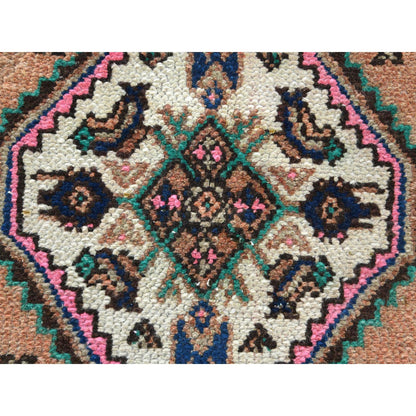 Overdyed & Vintage Worn Wool Hand Knotted Rug Orange 6.8x10.3 -O081195