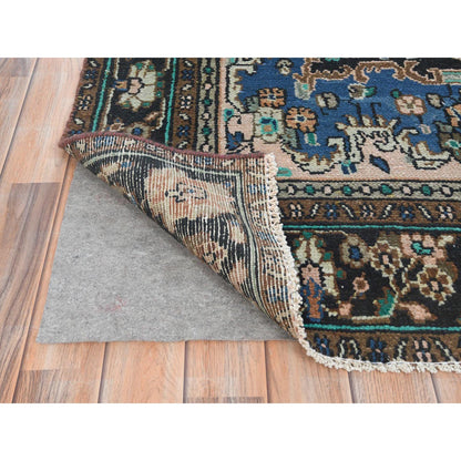 Overdyed & Vintage Worn Wool Hand Knotted Rug Orange Black 6.6X9.10 -O081199