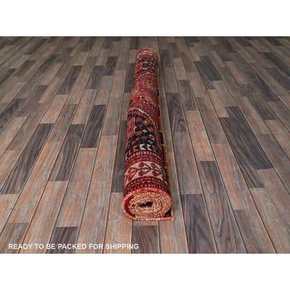 Overdyed & Vintage Wool Hand Knotted Rug Red 5.2x7.10 -O0811