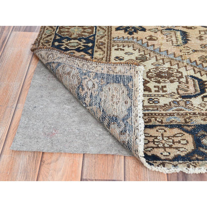 Overdyed & Vintage Worn Wool Hand Knotted Rug Brown Blue 4.3X6.5 -O081208