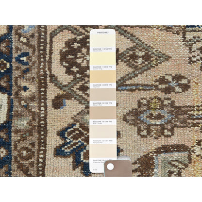 Overdyed & Vintage Worn Wool Hand Knotted Rug Brown Blue 4.3X6.5 -O081208