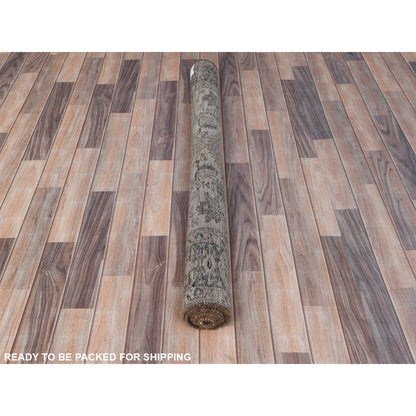 Overdyed & Vintage Worn Wool Hand Knotted Rug Brown Blue 4.3X6.5 -O081208