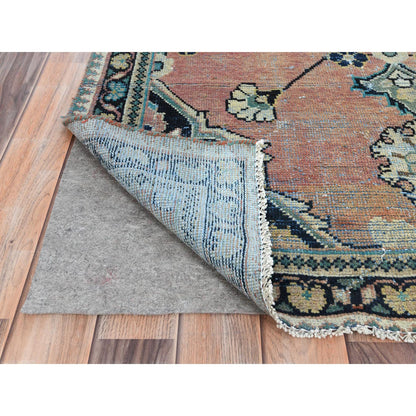 Overdyed & Vintage Worn Wool Hand Knotted Rug Red Black 3.10X7.9 -O081211
