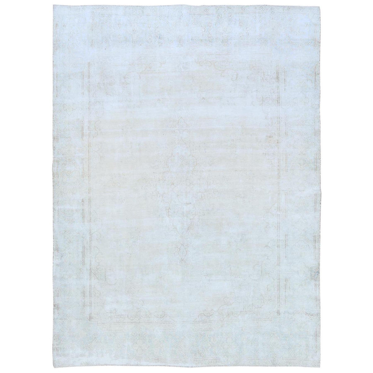 Overdyed & Vintage Worn Wool Hand Knotted Rug Beige Beige 9.8X12.10 -O081248