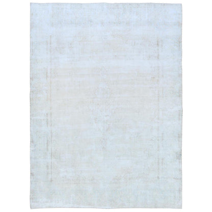 Overdyed & Vintage Worn Wool Hand Knotted Rug Beige Beige 9.8X12.10 -O081248