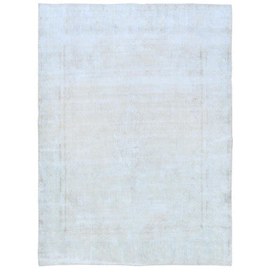 Overdyed & Vintage Worn Wool Hand Knotted Rug Beige Beige 9.8X12.10 -O081248