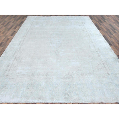 Overdyed & Vintage Worn Wool Hand Knotted Rug Beige Beige 9.8X12.10 -O081248