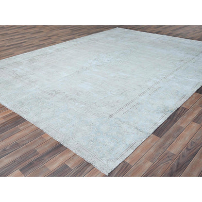 Overdyed & Vintage Worn Wool Hand Knotted Rug Beige Beige 9.8X12.10 -O081248