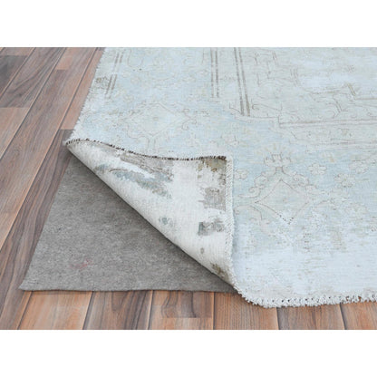 Overdyed & Vintage Worn Wool Hand Knotted Rug Beige Beige 9.8X12.10 -O081248
