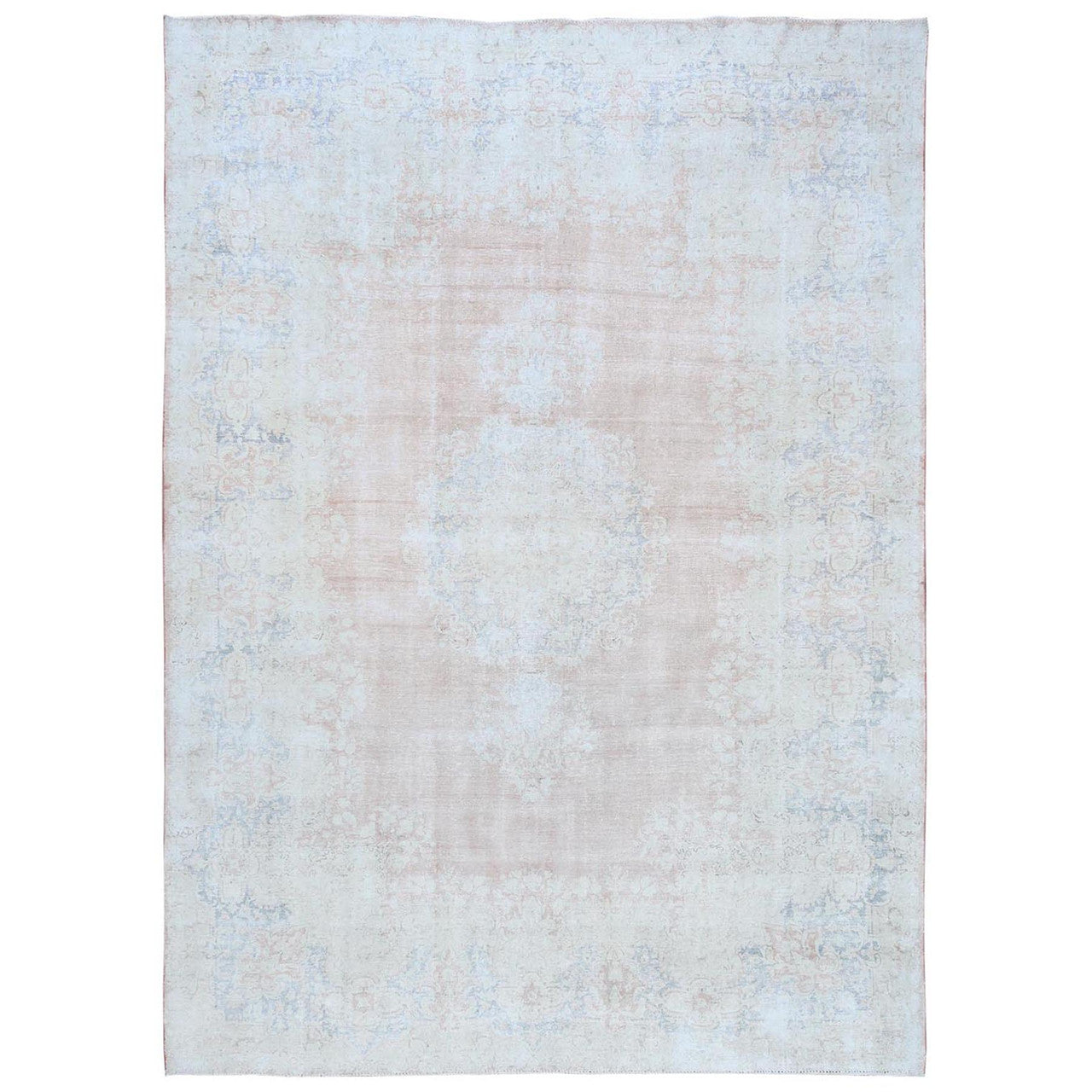 Pink 9'4" x 13'1" Overdyed & Vintage Worn Hand knotted Wool Rug - Sku: O081251