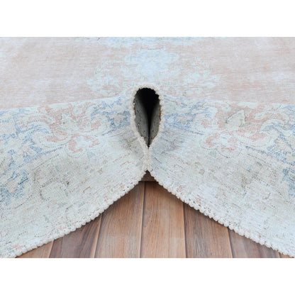 Overdyed & Vintage Worn Wool Hand Knotted Rug Pink Navy Blue 9.4X13.1 -O081251