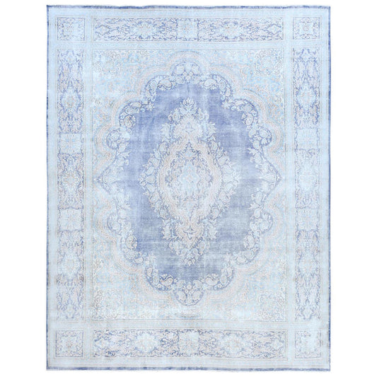 Overdyed & Vintage Wool Hand Knotted Rug Blue Navy Blue 10.0X13.0 -O081253