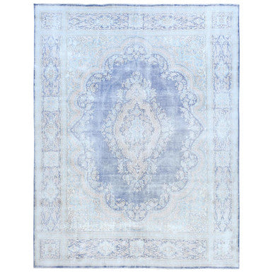 Overdyed & Vintage Wool Hand Knotted Rug Blue Navy Blue 10.0X13.0 -O081253