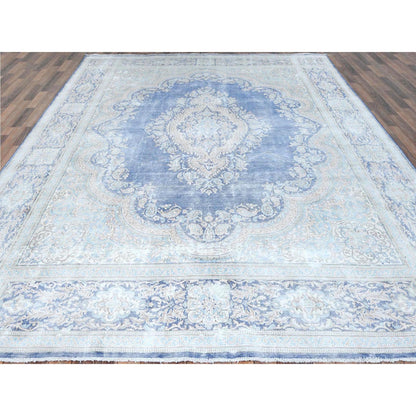 Overdyed & Vintage Wool Hand Knotted Rug Blue Navy Blue 10.0X13.0 -O081253