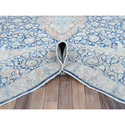 Overdyed & Vintage Worn Wool Hand Knotted Rug Blue Navy Blue 9.9X12.8 -O081260