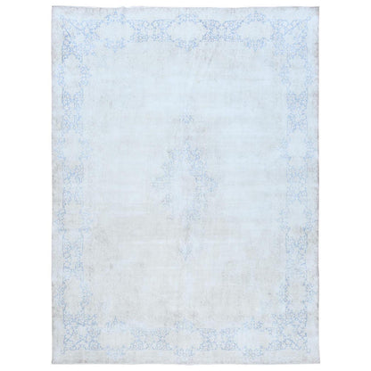 Overdyed & Vintage Worn Wool Hand Knotted Rug Blue Denim Blue 9.7X12.9 -O081265