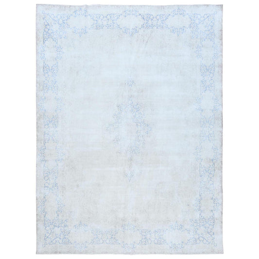 Overdyed & Vintage Worn Wool Hand Knotted Rug Blue Denim Blue 9.7X12.9 -O081265