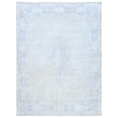 Overdyed & Vintage Worn Wool Hand Knotted Rug Blue Denim Blue 9.7X12.9 -O081265