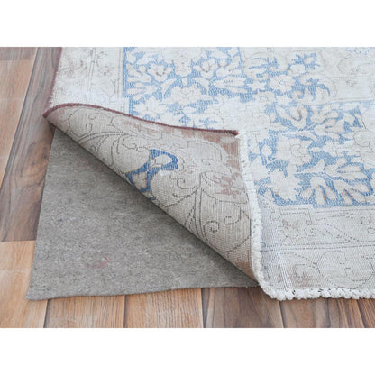 Overdyed & Vintage Worn Wool Hand Knotted Rug Blue Denim Blue 9.7X12.9 -O081265