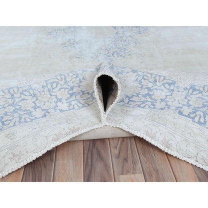 Overdyed & Vintage Worn Wool Hand Knotted Rug Blue Denim Blue 9.7X12.9 -O081265
