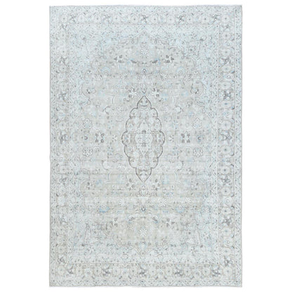 Overdyed & Vintage Worn Wool Hand Knotted Rug Beige Beige 7.6X10.10 -O081267