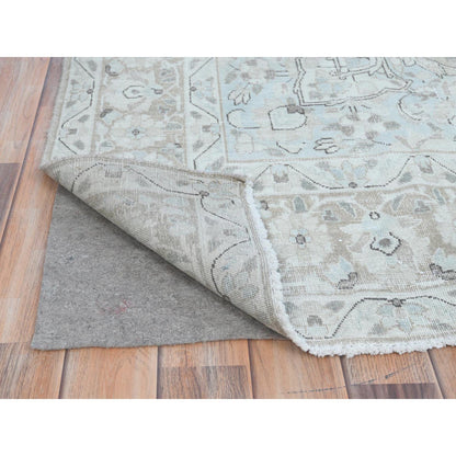 Overdyed & Vintage Worn Wool Hand Knotted Rug Beige Beige 7.6X10.10 -O081267