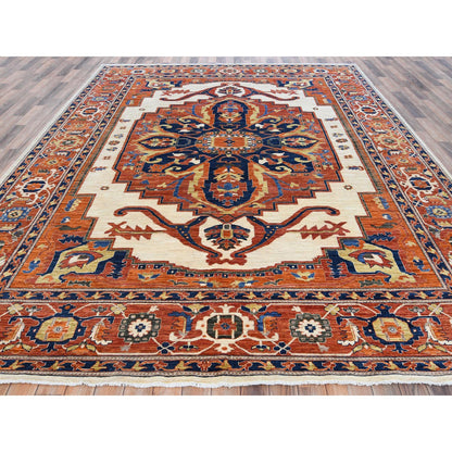 Tribal & Geometric Wool Hand Knotted Rug Red Rust Red 9.0X11.8 -O081272