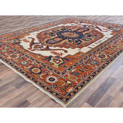 Tribal & Geometric Wool Hand Knotted Rug Red Rust Red 9.0X11.8 -O081272