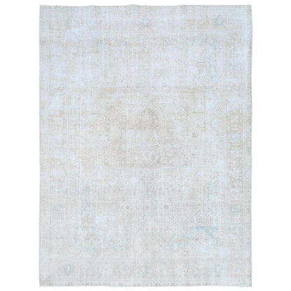 Overdyed & Vintage Worn Wool Hand Knotted Rug Beige Beige 8.1X10.9 -O081285