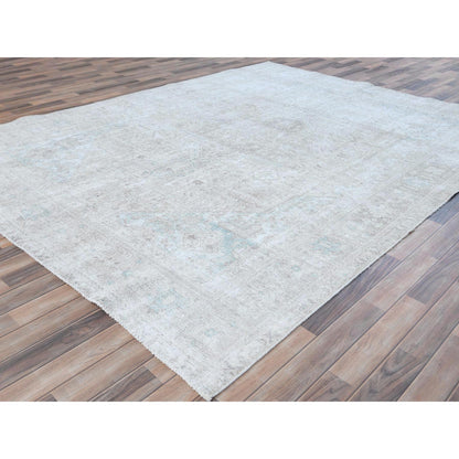Overdyed & Vintage Worn Wool Hand Knotted Rug Beige Beige 8.1X10.9 -O081285