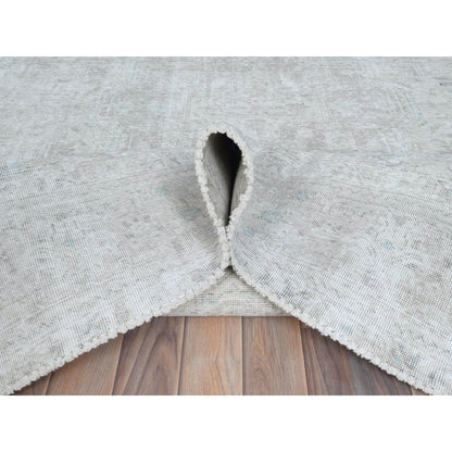 Overdyed & Vintage Worn Wool Hand Knotted Rug Beige Beige 8.1X10.9 -O081285