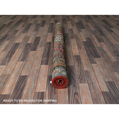 Overdyed & Vintage Wool Hand Knotted Rug Red 4.10x7.4 -O0812