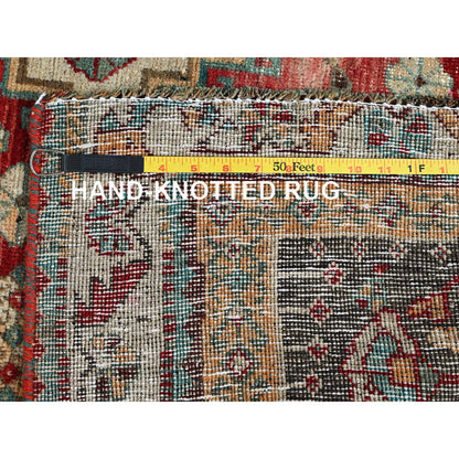 Overdyed & Vintage Wool Hand Knotted Rug Red 4.10x7.4 -O0812