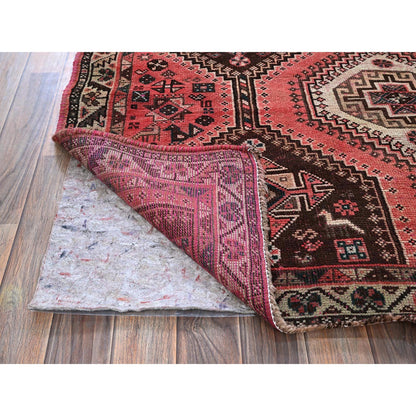 Overdyed & Vintage Wool Hand Knotted Rug Red 5.2x7.10 -O0813