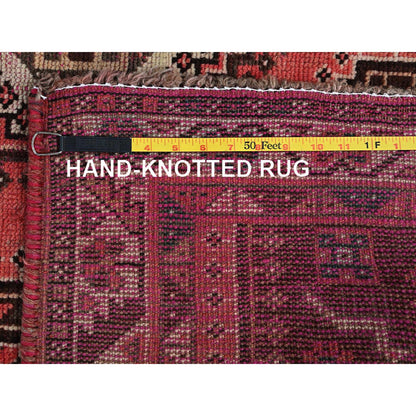 Overdyed & Vintage Wool Hand Knotted Rug Red 5.2x7.10 -O0813