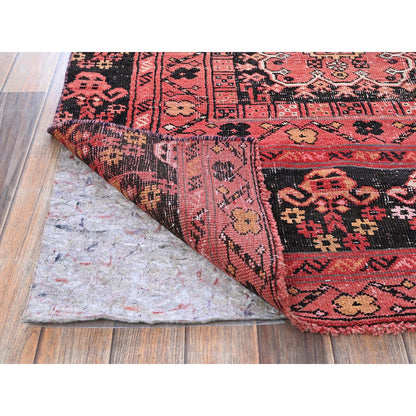 Overdyed & Vintage Wool Hand Knotted Rug Red 5.2x8.6 -O0814