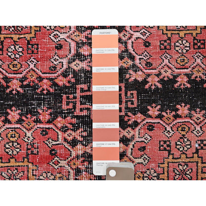 Overdyed & Vintage Wool Hand Knotted Rug Red 5.2x8.6 -O0814
