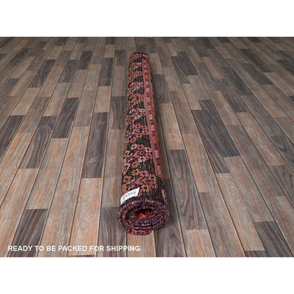 Overdyed & Vintage Wool Hand Knotted Rug Red 5.2x8.6 -O0814
