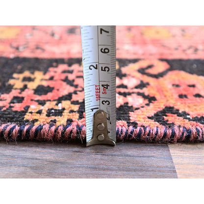 Overdyed & Vintage Wool Hand Knotted Rug Red 5.2x8.6 -O0814