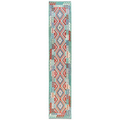Flat Weave Wool Hand Woven Rug Multicolored No Border 2.8X15.5 -O081544