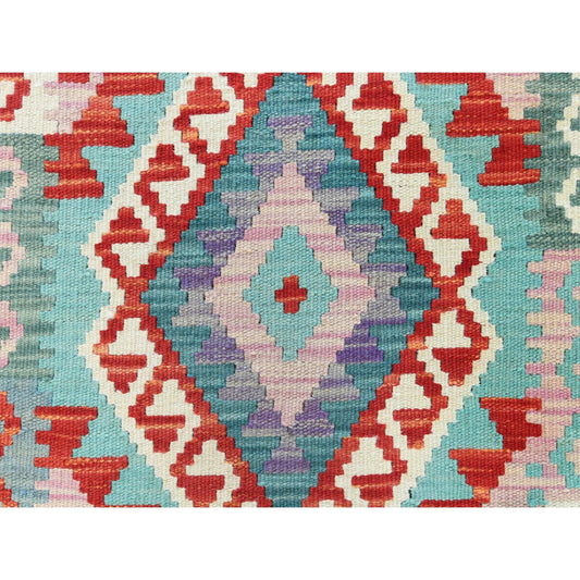 Flat Weave Wool Hand Woven Rug Multicolored No Border 2.8X15.5 -O081544