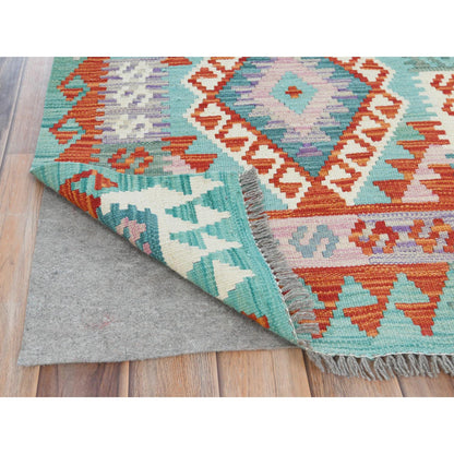 Flat Weave Wool Hand Woven Rug Multicolored No Border 2.8X15.5 -O081544