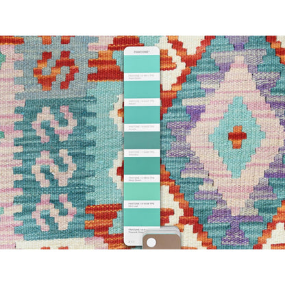 Flat Weave Wool Hand Woven Rug Multicolored No Border 2.8X15.5 -O081544