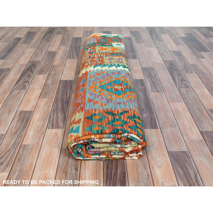 Flat Weave Wool Hand Woven Rug Multicolored No Border 9.9X13.0 -O081597